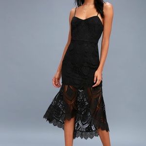 Lulu’s Pure Passion Black Lace Bodycon Midi Dress